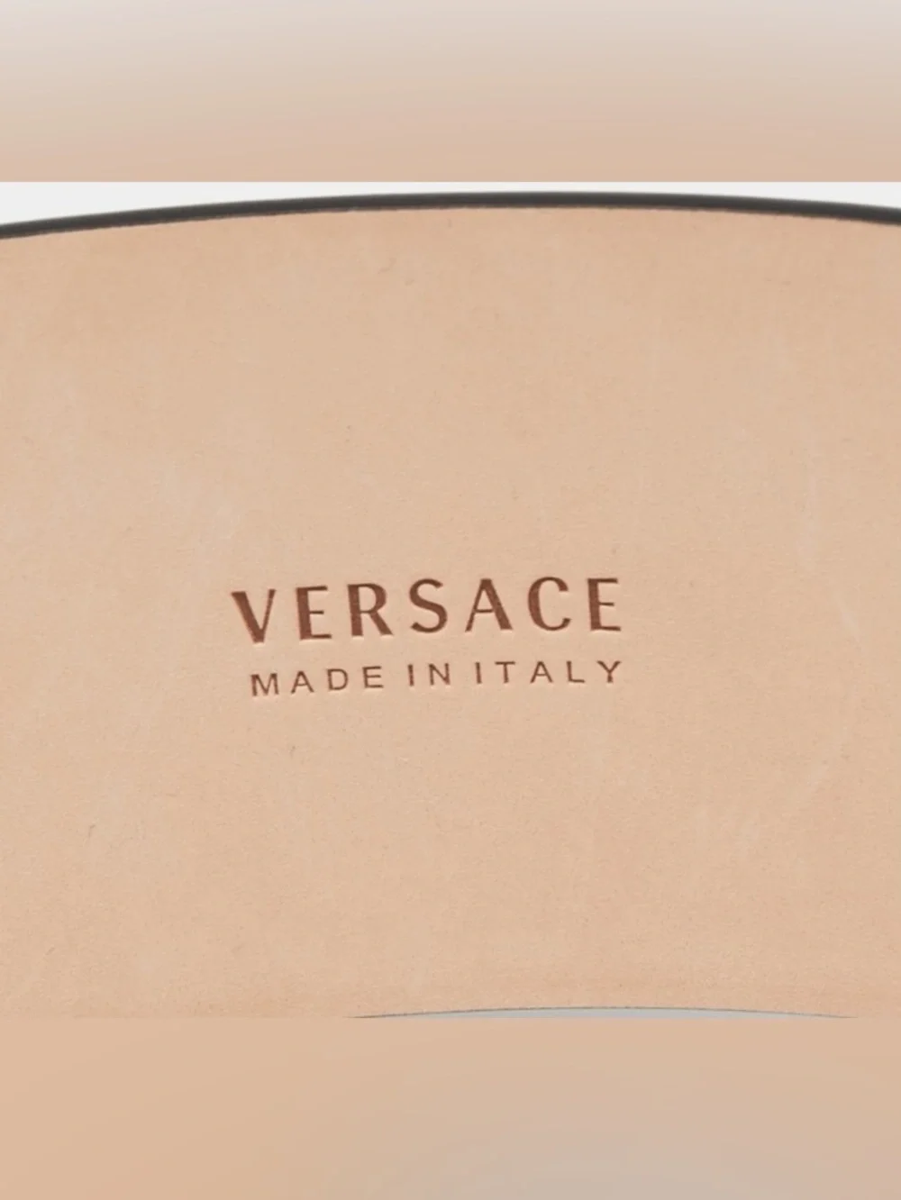 Versace Virtus Black Leather Waist Belt with Gold V Buckle - Picture 6 of 7